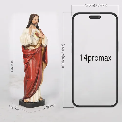 Miniatura 2 de Estatua católica BC del Sagrado Corazón de Jesús, 6" H decoración del hogar de Jesucristo, figura católica coleccionable, regalos religiosos, hecha