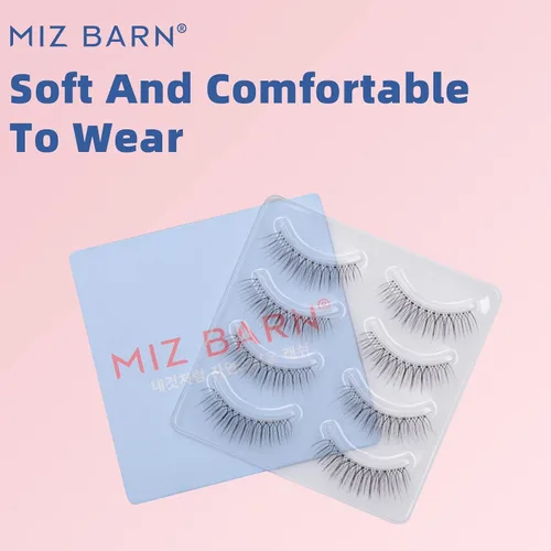 Miniatura 5 de Pestañas postizas de aspecto natural, 4 pares de pestañas cortas naturales, suaves, ligeras, cómodas, de lujo, banda transparente, hechas a mano