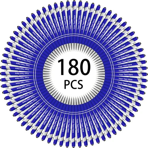 Miniatura 158 de Hasta 500 bolígrafos personalizados a granel, bolígrafo grabado personalizado con punta de lápiz capacitivo, carcasa multicolor retráctil, bolígrafo