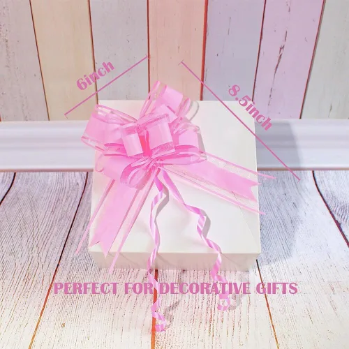 Miniatura 5 de WEWILUCK Lazos Rosados de Envolver para Regalos - 15 Piezas de 6 Pulgadas, Lazos de Regalo para Cestas de Regalo, Envoltorio de Papel Floral, Ideal