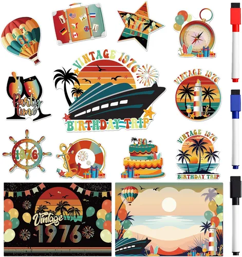 Miniatura 10 de 13 piezas de decoración de puerta de crucero de piña, imanes divertidos de piña tropical para crucero, reutilizables, divertidos letreros magnéticos