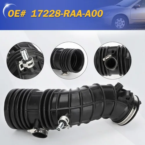 Miniatura 6 de Manguera limpiadora de tubo de entrada de aire con abrazaderas para Honda Accord L4 2.4L 2003 2004 2005 2006 (OEM# 696-739 17228-RAA-A00)