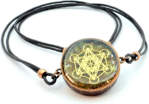 Miniatura 3 de Metatron's Cube Merkaba Orgone Pendant with Olivine Peridot