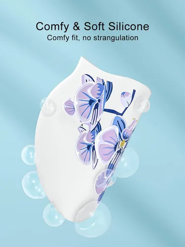 Miniatura 3 de Gorra de natación de silicona, gorra de natación YondestStars para mujeres/hombres/jóvenes, gorras de baño para cabello largo y corto, accesorios