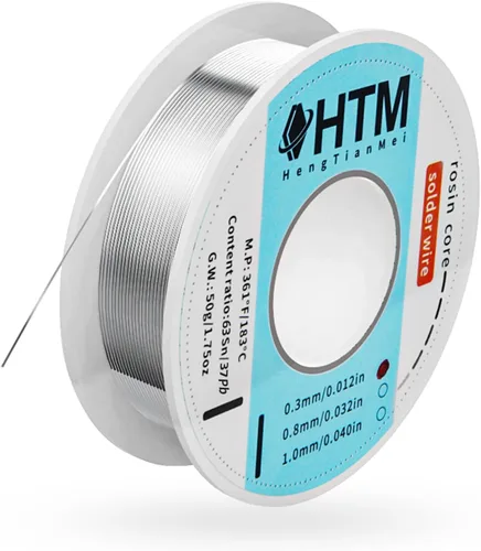 HengTianMei 63/37 Alambre de soldadura con núcleo de colofonia de estaño y plomo para soldadura eléctrica (0.3mm/50g)
