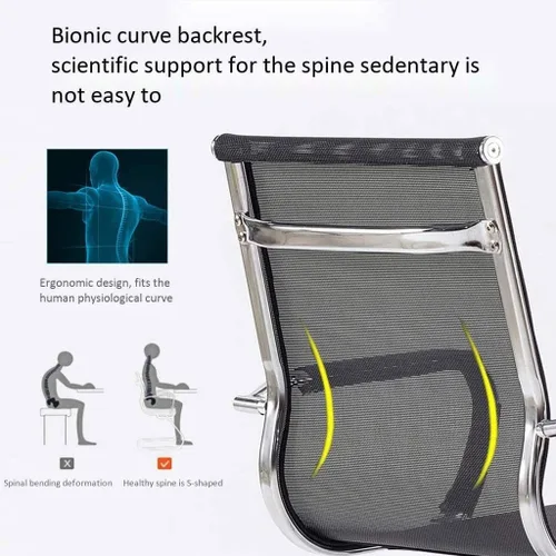 Miniatura 4 de Silla simple para conferencias, silla de oficina, silla de entrenamiento para sala de estar, silla de personal arqueada, silla de malla