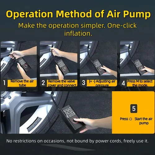 Miniatura 4 de Inflador de neumáticos, compresor de aire portátil, bomba de aire eléctrica, compresor de aire portátil de 150 PSI, bomba de aire inalámbrica