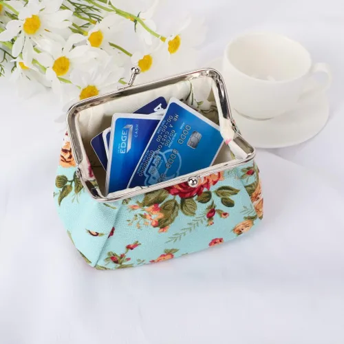 Miniatura 8 de Oyachic Monedero estampado vintage con hebilla y cierre de broche floral para mujeres y niñas