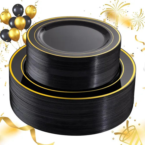 Miniatura 22 de FLOWERCAT Juego de 175 piezas de platos de Navidad y platos de bayas de acebo - Platos desechables de Navidad Incluyen 50 platos de plástico