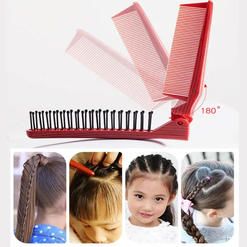 Miniatura 4 de GBSTORE Peine plegable para el cabello, cepillo portátil de viaje para el cabello, peine de masaje antiestático de doble cabeza, para niñas, niños
