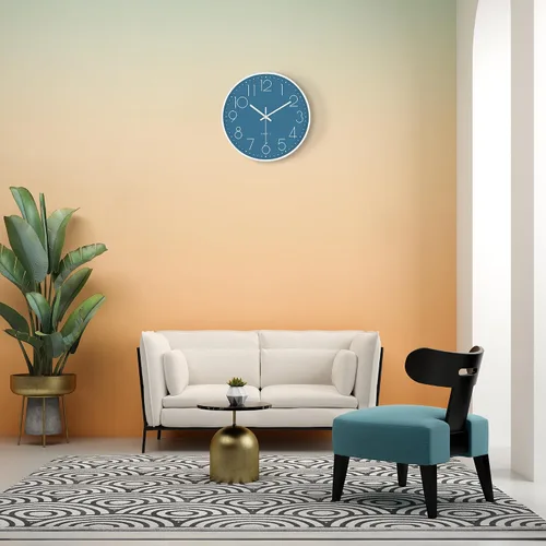 Miniatura 3 de Lafocuse Reloj de pared silencioso azul marino de 12 pulgadas, funciona con pilas, reloj de pared analógico para cocina, sala de estar, dormitorio