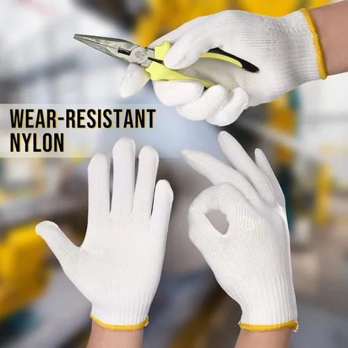 Miniatura 4 de SATINIOR 36 pares de guantes de trabajo de mano, forro de algodón blanco, guantes de seguridad para barbacoa, forro para hombres y mujeres, Ribete