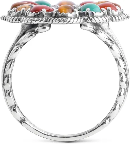 Miniatura 5 de Anillo con diseño de ojo de tigre, jaspe y cornalina de plata de ley americana, tamaño 5 a 10