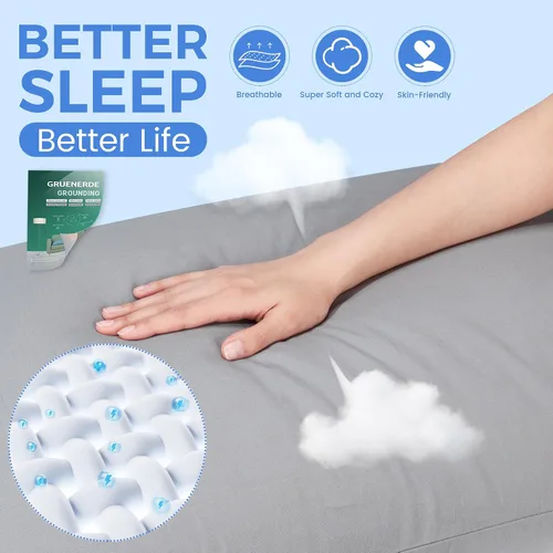 Miniatura 6 de Funda de almohada con cable de conexión a tierra de 15 pies, funda de almohada conductora de fibra plateada para un mejor sueño, aumenta la energía