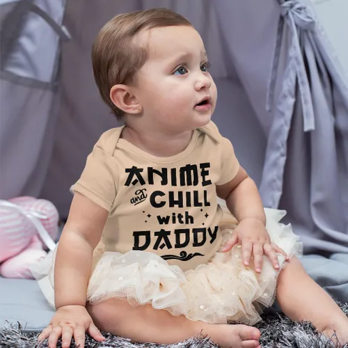 Miniatura 3 de Anime and Chill With Daddy Baby Onesie - Ropa temática Chill - Ideas de regalos para fanáticos del anime