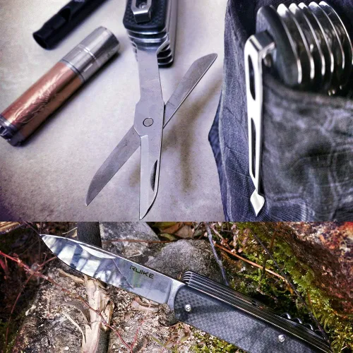 Miniatura 5 de Ruike Multitool Cuchillo de bolsillo pequeño para hombres Cuchillo plegable EDC Utility Outdoor Gear 17c27 Destornillador de acero fresco LD51
