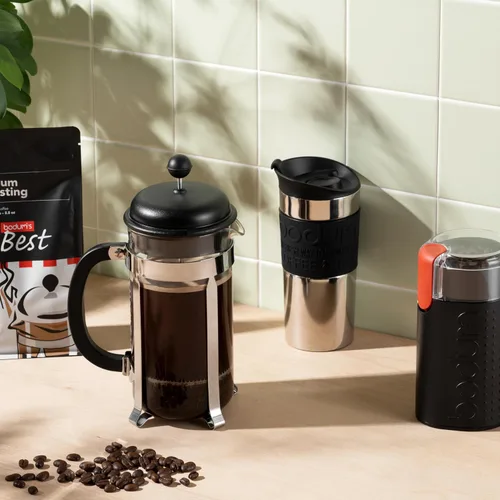 Miniatura 5 de Bodum Caffettiera Cafetera de prensa francesa, tapa de plástico negro y marco de acero inoxidable, 8 tazas, 34 onzas