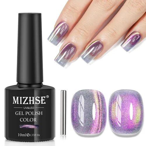 Miniatura 9 de MIZHSE Esmalte de uñas de gel de ojo de gato: Esmalte de gel magnético marrón con barra magnética, efecto mágico de color otoñal, esmalte de uñas