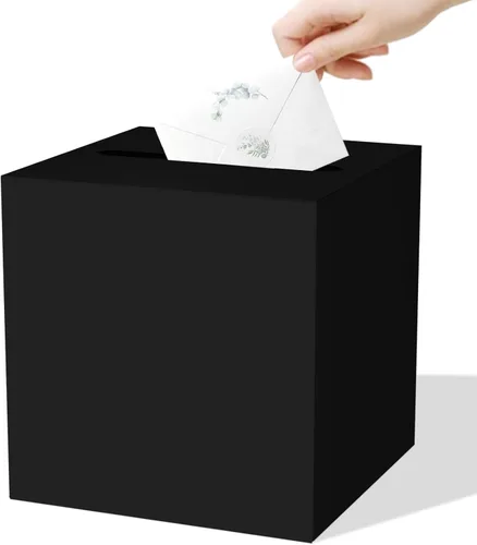 QISOLIY Caja Negra para Tarjetas Cajas de Tarjetas de Boda para Recepción Portador de Caja de Tarjetas de Regalo Caja de Dinero para Graduaciones,