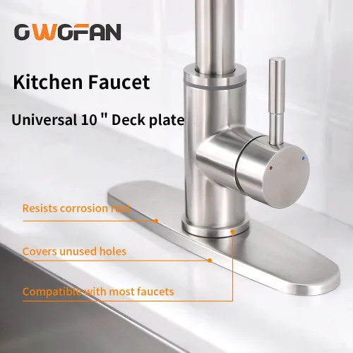 Miniatura 2 de Cubierta de orificio para placa de cubierta para baño o fregadero de cocina, grifo mezclador de un solo orificio, acero inoxidable de 10 pulgadas