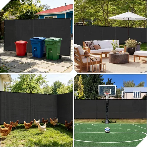 Miniatura 2 de Valla de Privacidad para Exteriores de 5' x 12' con Postes de Hierro, Estacas de Suelo, Valla de Privacidad de Metal para Jardín, Patio Trasero