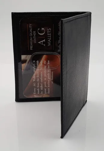 Miniatura 5 de AG Wallets Soporte de licencia plegable de cuero para 2 identificaciones, Negro -, Tarjetero e identificación