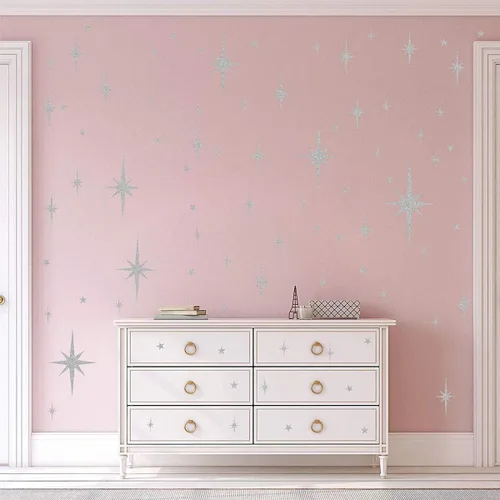 Miniatura 6 de Calcomanías de pared retro con diseño de estrella en explosión de estrellas, calcomanías de pared de estrellas atómicas, decoración moderna