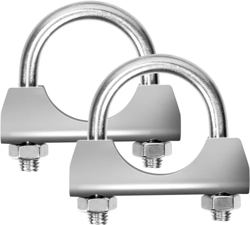 Glarks 2 abrazaderas de escape de acero inoxidable de 1.260 in (1-1/4 pulgadas) con brida de sillín para tubo de escape