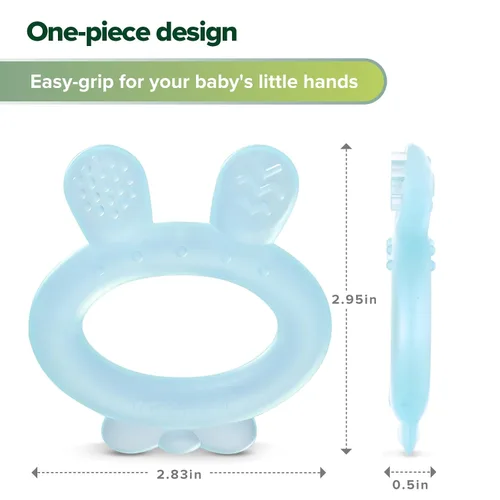 Miniatura 6 de Haakaa Mordedor de silicona para bebés, juguete de dentición congelado con orejas de conejo para bebés de 3 a 6 meses, alivio de la dentición fría
