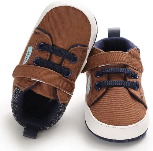 Miniatura 4 de Sekantrol Zapatos de cuna para recién nacidos, zapatos de bebé para niños y niñas, suela de goma suave, zapatos de moda de caña alta antideslizantes