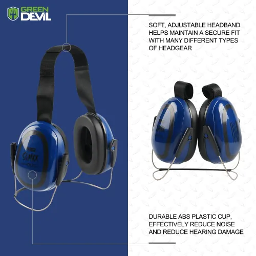 Miniatura 4 de Orejeras de protección auditiva GREEN DEVIL SNR 27dB/NRR 22dB Reducción de ruido Orejeras con banda para la cabeza/montadas en el casco/detrás
