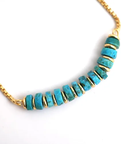 Miniatura 41 de Natural Heishi Beads With Spacers Slider Bracelet Gemstone Healing Jewelry With 14k Yellow Gold Plated 8- Inch Adjustable Length