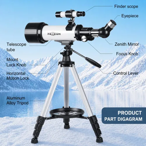 Miniatura 3 de Telescopio para niños y adultos – Telescopio refractor portátil para astronomía con apertura de 70 mm y longitud focal de 500 mm, montura