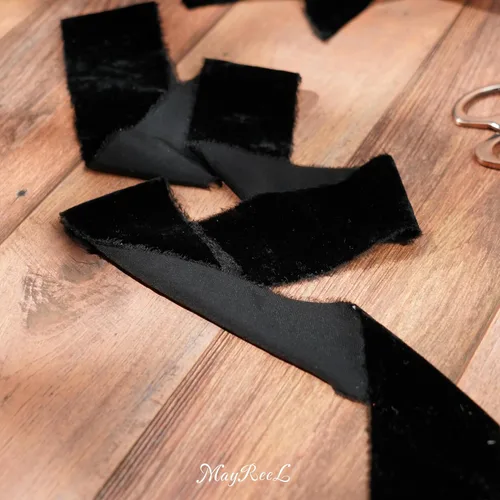Miniatura 9 de MAYREEL Cinta de terciopelo negro de 2 pulgadas, cinta desgarrada a mano, borde deshilachado de seda para ramos de novia, invitaciones, libros