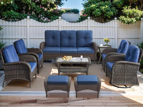 Miniatura 26 de HUMMUH Juego de 2 sillas de mimbre para exteriores, sillas de comedor con respaldo alto y asiento profundo para jardín, porche, patio trasero