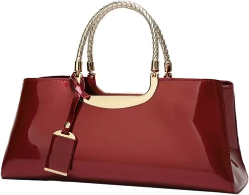 Miniatura 9 de Bolso de mano de cuero vegano brillante para mujer, bolso de hombro grande para mujer, bolso de mano de noche, bolso de mano para fiesta