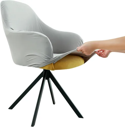Miniatura 16 de Iauddy Funda de Silla Giratoria de Acento para Comedor para Oficina, Funda Elástica para Silla de Escritorio de Oficina de Respaldo Medio Protector