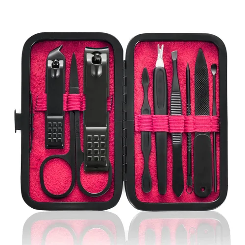 Miniatura 10 de HANTEKAS Juego de Manicura 9 en 1 de Acero Inoxidable, Cortaúñas Tijeras Kit de Herramientas de Pedicura - Kit de Aseo Portátil de Viaje para Azul