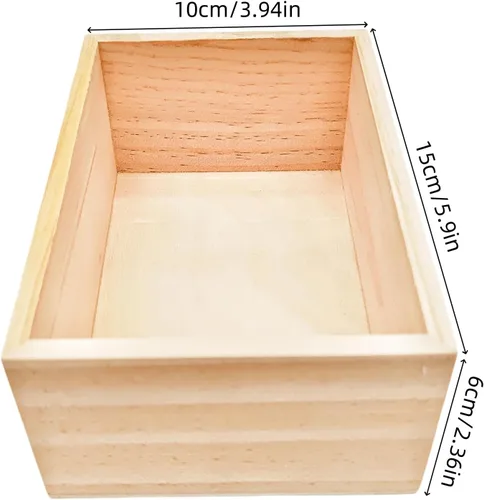 Miniatura 3 de Anktily Paquete de 4 Cajas Organizadoras de Almacenamiento de Manualidades de Madera Sin Terminar, Caja de Madera Rectangular de 6 x 4 x 2.4