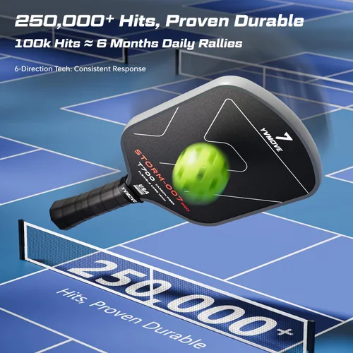 Miniatura 4 de YVmove USAPA Approved Raw Carbon Fiber Pickleball Paddle, 16mm Thermoformed Pickleball Racket with High Spin & Extended Grip, Professional