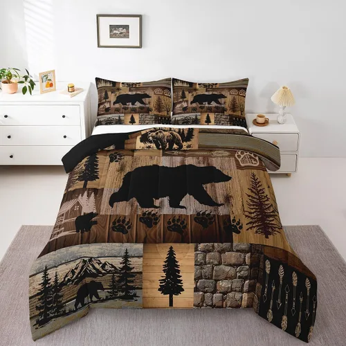 Miniatura 24 de Feelyou juego de ropa de cama con diseño de ciervo para niños y niñas, tamaño twin, con huella de pata de ciervo, juego de edredón ultra suave