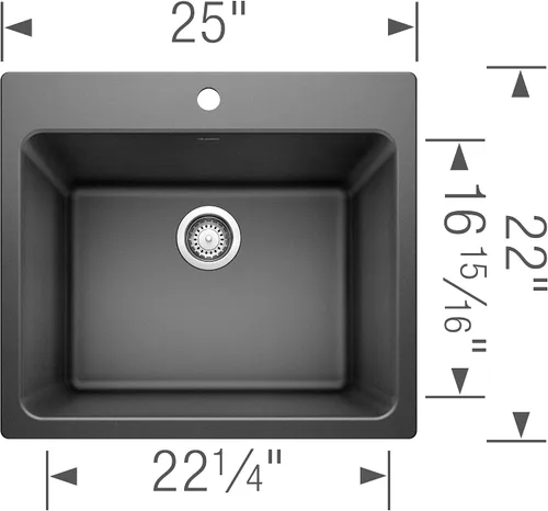 Miniatura 3 de BLANCO 401920 Liven Lavabo de lavandería, 25 pulgadas de largo x 22 pulgadas de ancho x 12 pulgadas de profundidad, antracita