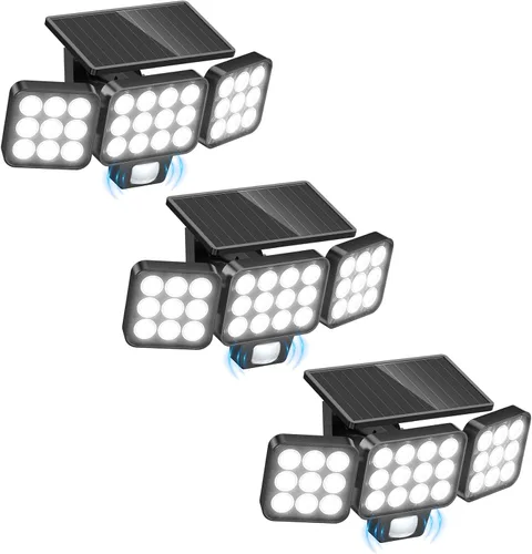 Miniatura 10 de Luz Solar de Inundación para Exteriores Paquete de 4, 3500LM Súper Brillante con Sensor de Movimiento Luces para Exteriores, Luces Solares