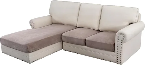 Miniatura 152 de H.VERSAILTEX - Funda de terciopelo elástica y afelpada para protección de cojines de sofá biplaza, silla o sofá, 2 piezas, tamaño grande, color gris