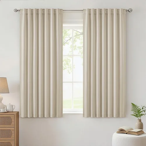 Miniatura 33 de ANRODUO Juego de 2 cortinas con bloqueo de luz del 99%, cortinas de 84 pulgadas de largo, cortinas negras para dormitorio, cortinas con aislamiento