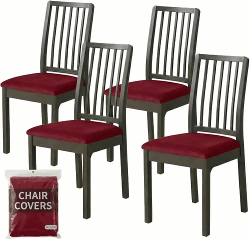 Miniatura 15 de Deisy Dee Fundas de asiento de terciopelo para sillas de comedor, juego de fundas para sillas de comedor (4, azul bebé)