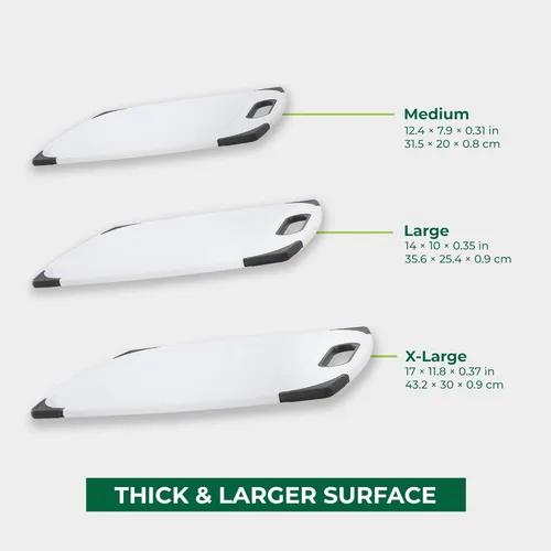 Miniatura 4 de Freshware Tablas de cortar para cocina, paquete de 3 tablas de cortar con diferentes tamaños, ranuras para jugos y asas antideslizantes, reversible
