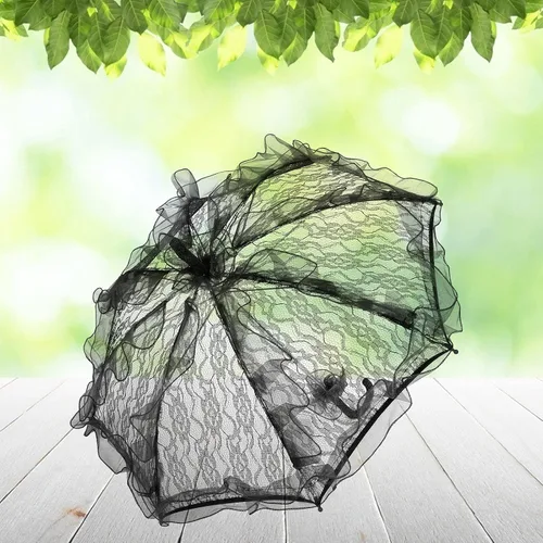 Miniatura 8 de Parasol, sombrilla de tela de encaje, sombrilla negra, sombrilla de boda, decoración artesanal para bodas, fiestas, fotos, regalos, bailes