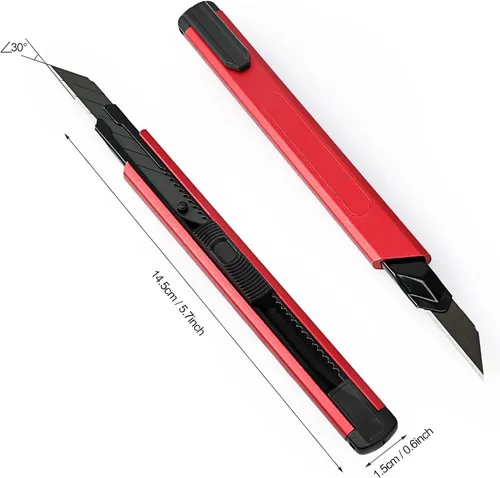 Miniatura 2 de FOSHIO Cuchillo utilitario retráctil con hoja a presión de 30 grados de 0.354 in, cortador de caja para cartón, cartón y caja, uso en la oficina