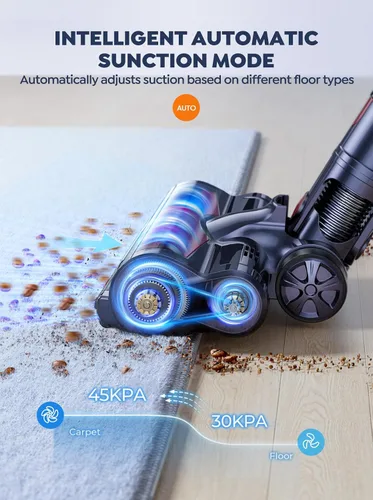 Miniatura 4 de Aspiradora inalámbrica, 2 baterías, aspiradoras de 110 minutos de tiempo de funcionamiento para el hogar, aspiradora de palo de 45 KPA 550 W